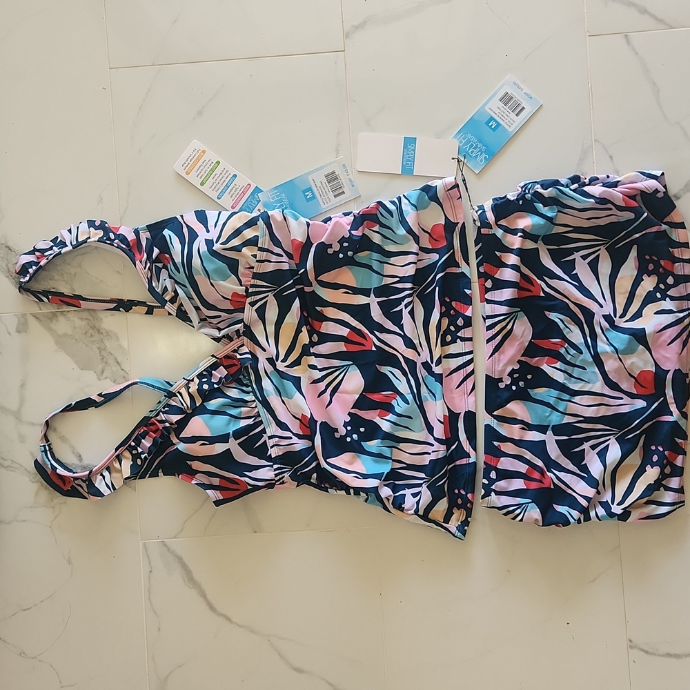 🆕️ Simply Fit 2 Piece Tankini and Bottom NWT Medium Swimwear